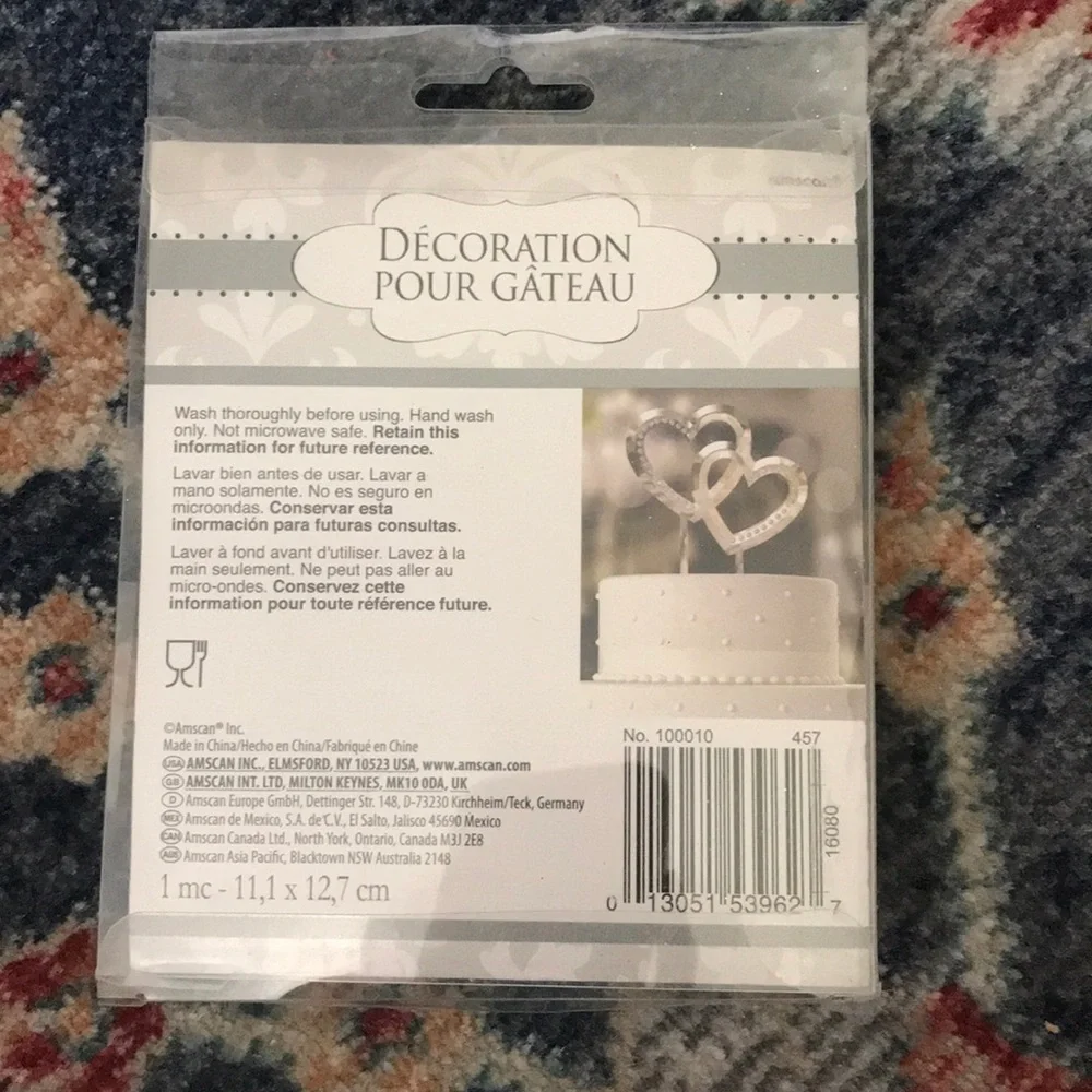 Rhinestone Hearts Cake Topper